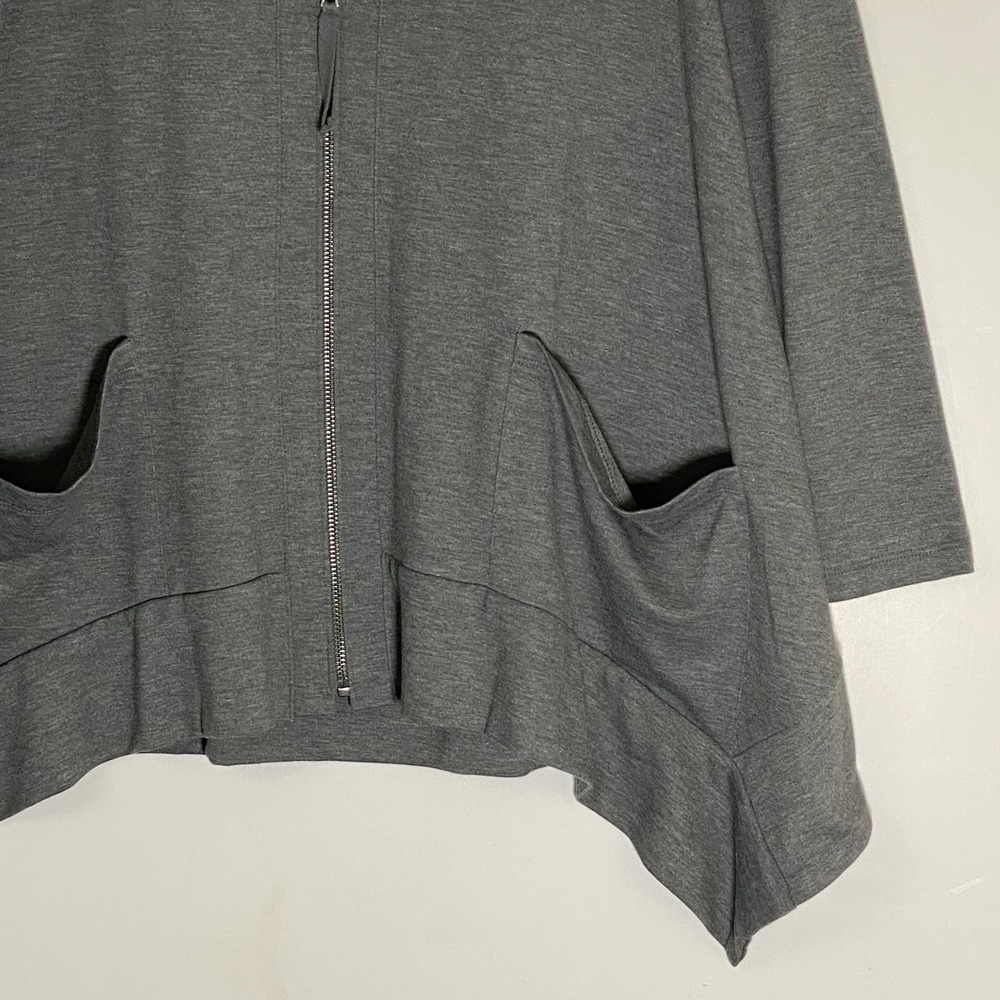 Logo Lori Goldstein Cardigan Sweater Womens XS Gray Full Zip Pockets Long Sleeve - Picture 3 of 16